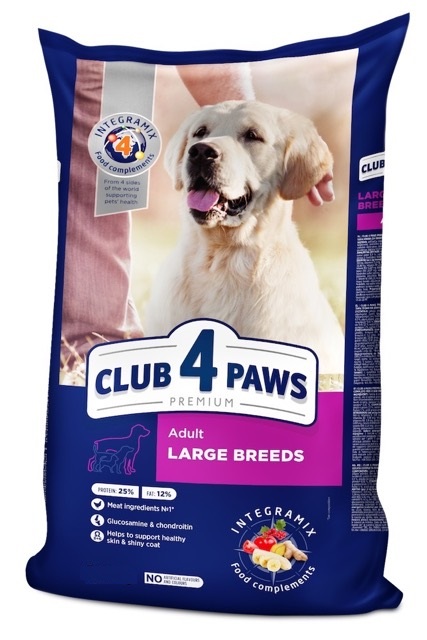 CLUB 4 PAWS Преміум для великих порід. Повнораціонний сухий корм для дорослих собак